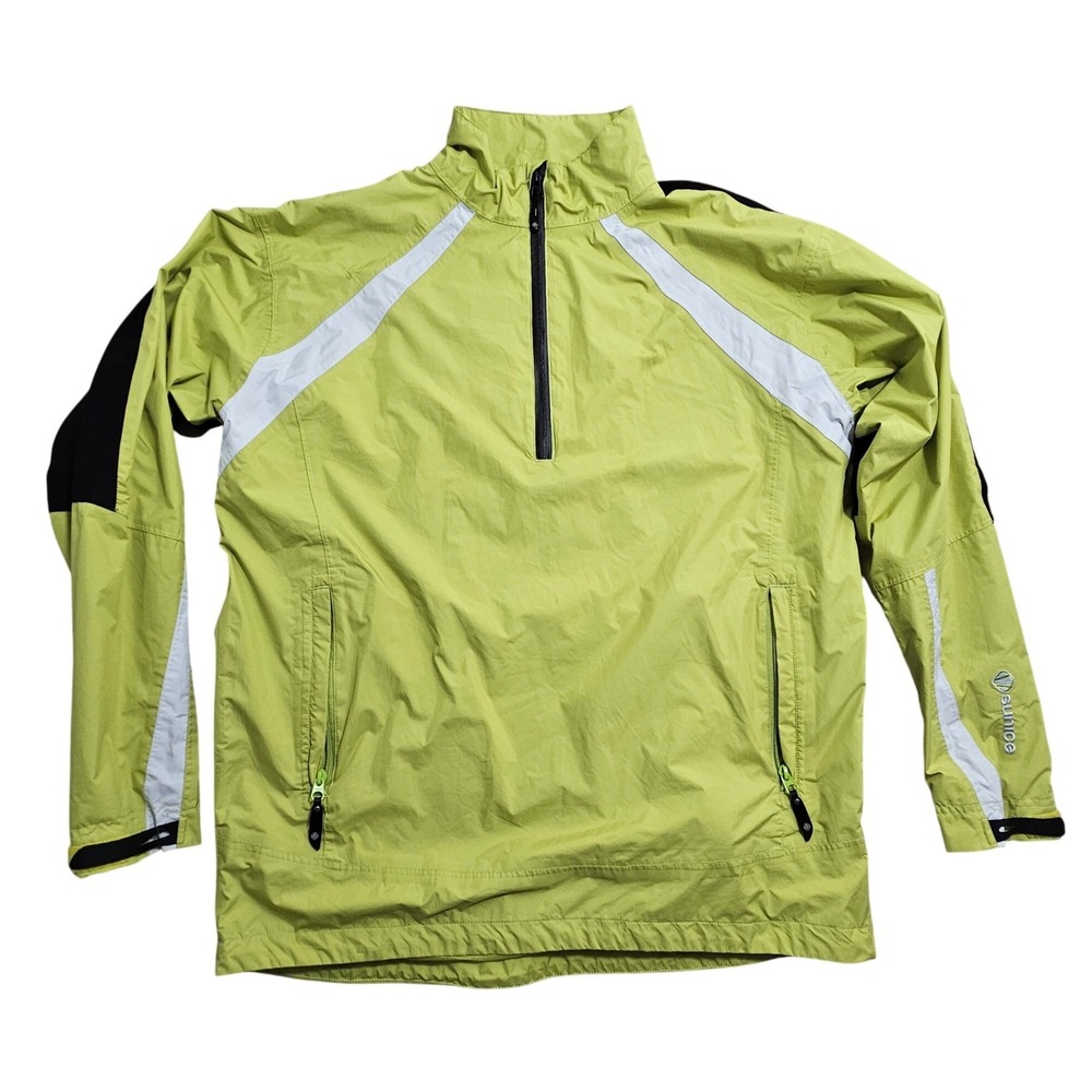 Sunice Typhoon Windbreaker Jacket Mens Medium Lime Green Colorblock Half‎ Zip *